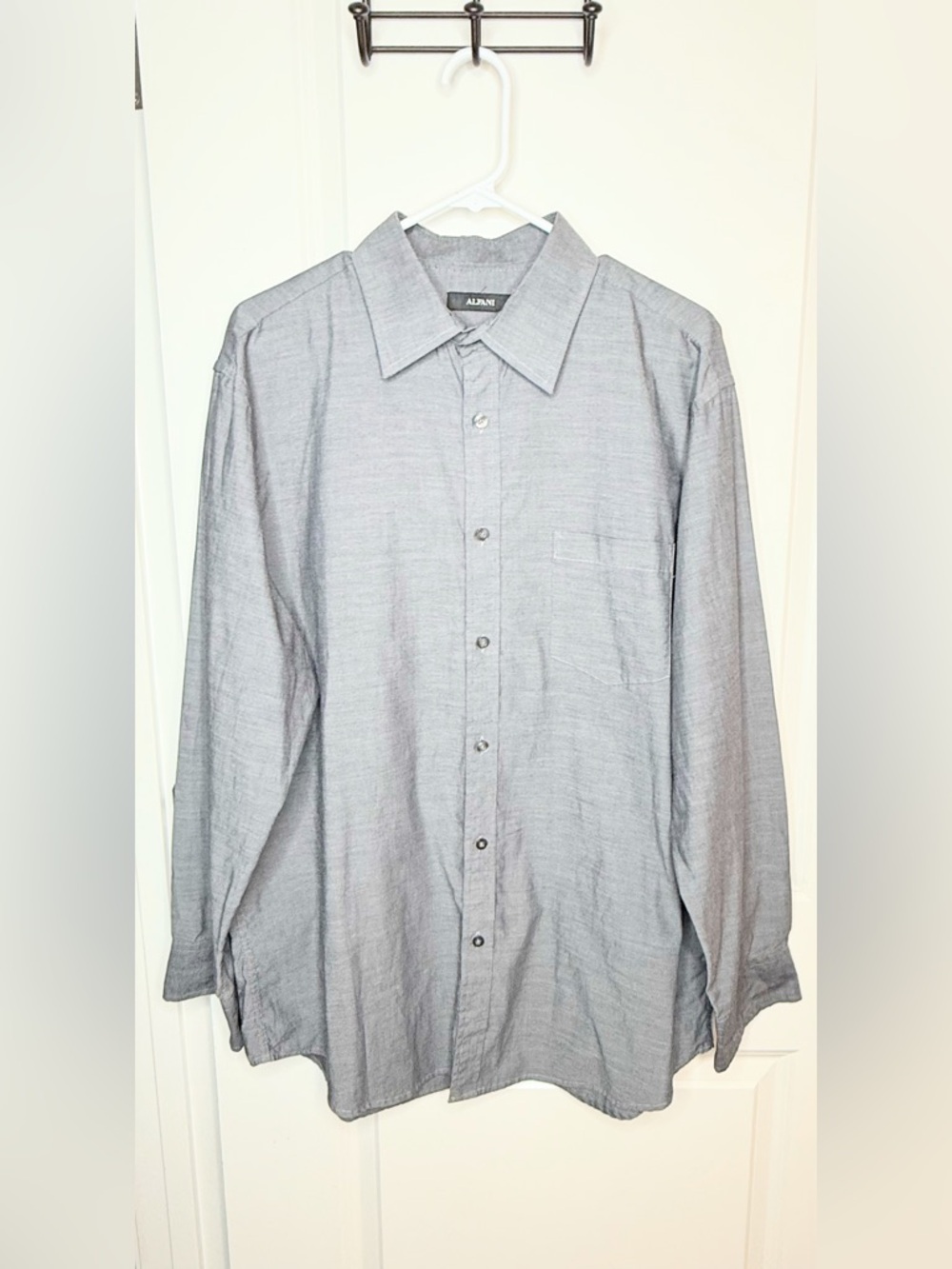 Alfani XL Gray Button Down Shirt Womens Oversized Long Sleeve Work Blouse